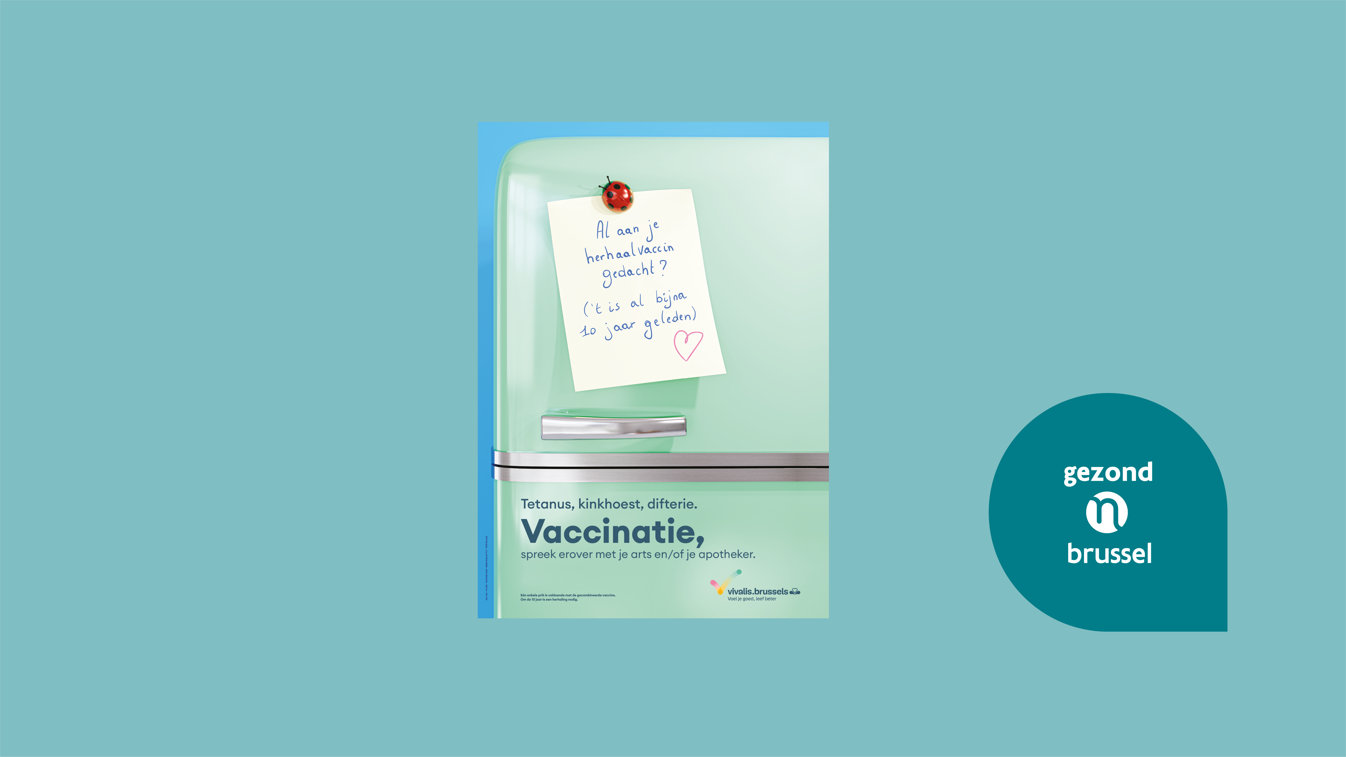 Affiche vaccinatie tetanus, kinkhoest, difterie Brussel