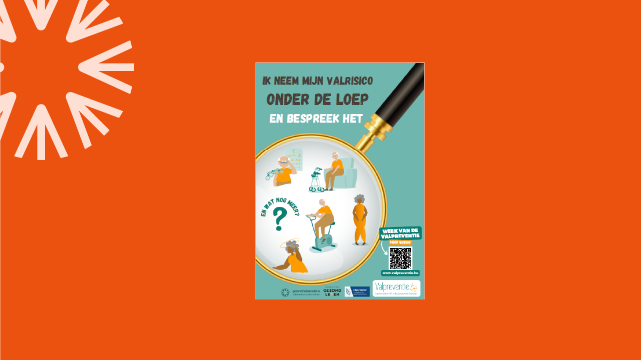 Affiche ‘Ik neem mijn valrisico onder de loep en bespreek het’